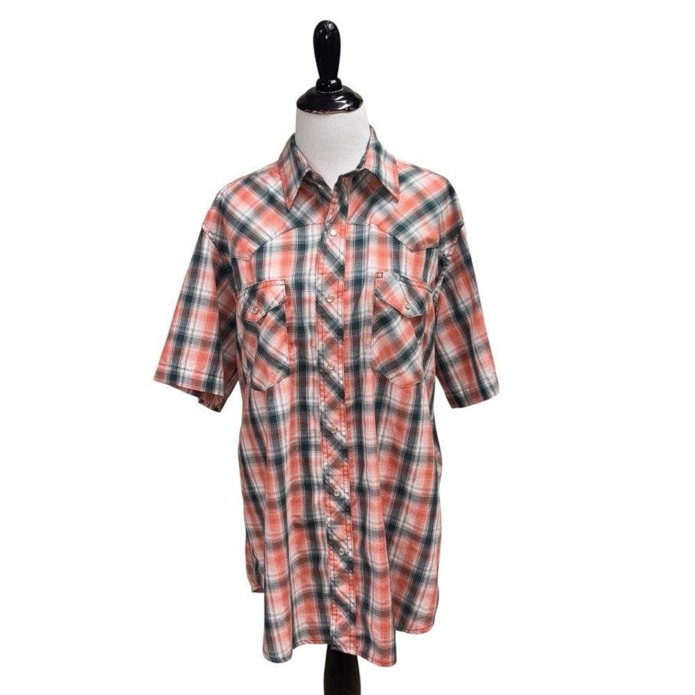 Wrangler Men's L Large Western Button Down Shirt Plaid Pearlsnap Buttons